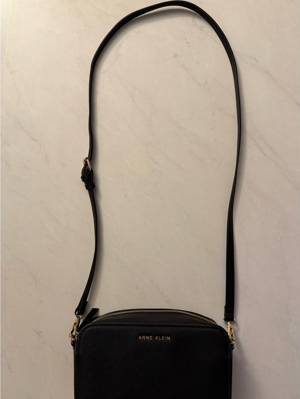 Anne Klein Black Crossbody with Gold Hardware